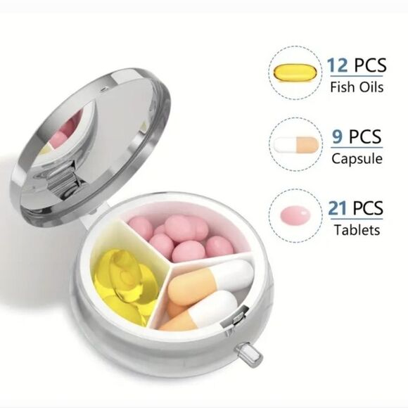 Fairy Elf Pixie Angel Pill Box Medicine Mini Tin Case Mirrored Travel Purse Size - Picture 7 of 8